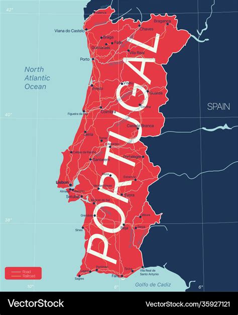 Portugal country detailed editable map Royalty Free Vector