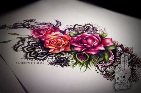 flower lace tattoo | Lace tattoo, Rose tattoos, Lace tattoo design