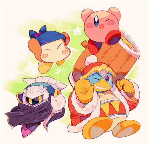 kirby, meta knight, king dedede, and bandana waddle dee (kirby) drawn ...