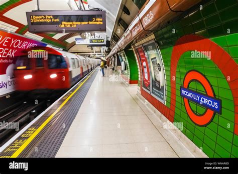 England, London, Piccadilly Circus Underground Station, Platform and ...