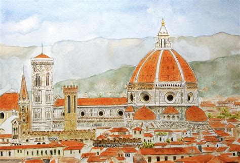 Italy Florence Cathedral Duomo watercolor painting Painting by Color ...