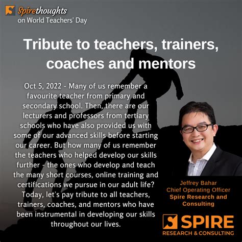 Tribute to teachers, trainers, coaches and mentors