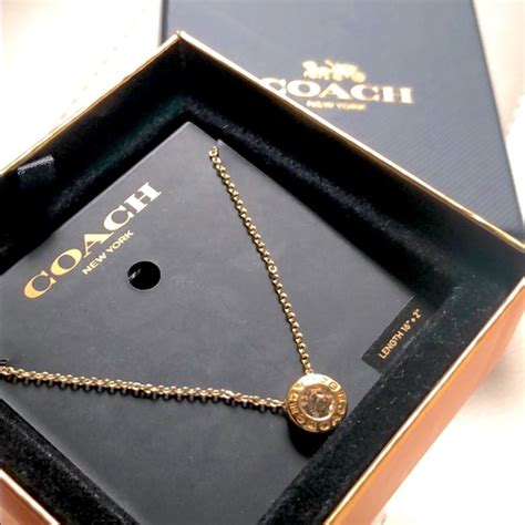 Coach | Jewelry | Coach Signature Diamond Gold Necklace | Poshmark