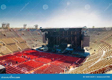 The Verona Arena Interior Inside View with Stone Stands and Stage ...