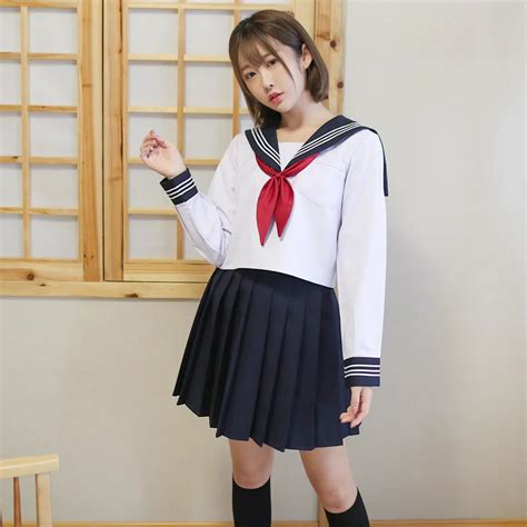 White Three Lines Japanese School Uniform College High School Girls ...