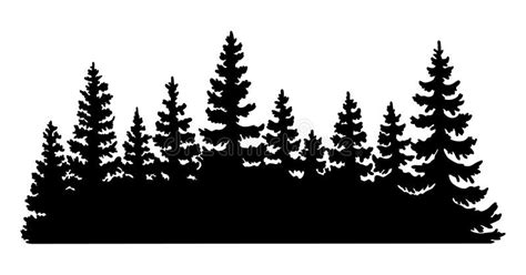 Fir Trees Silhouette. Coniferous Spruce Horizontal Background Pattern ...