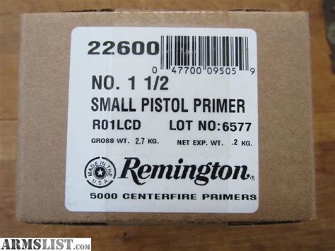 ARMSLIST - For Sale: Remington Small Pistol Primers (5,000) **SOLD**