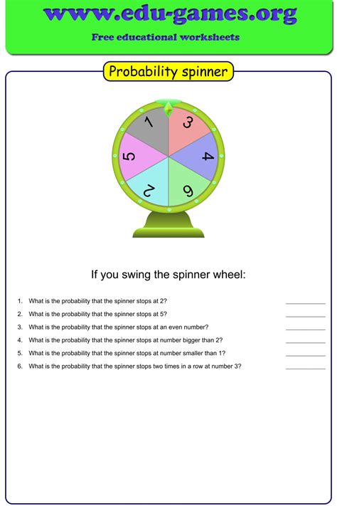 Probability spinner worksheet generator, probability spinners ...