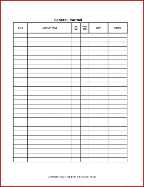 042 Accounting Journal Entry Template General Ledger Excel for Blank ...