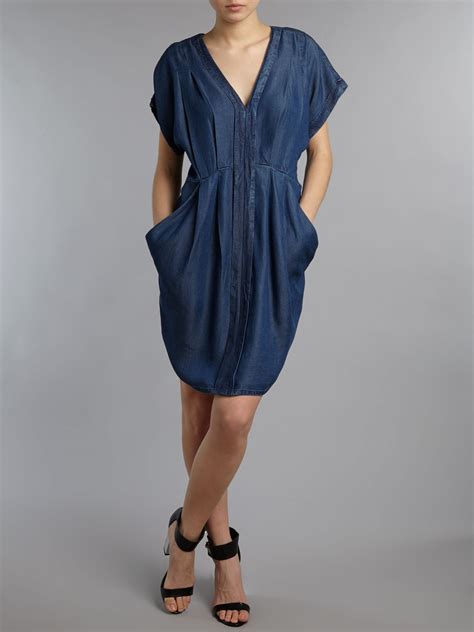 Whistles Jessica Tencel Dress in Blue | Lyst