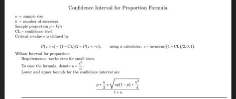 Solved Confidence Interval for Proportion Formula n = sample | Chegg.com