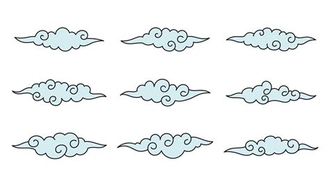 Set of blue aesthetic clouds icon isolated art decoration 20691389 ...