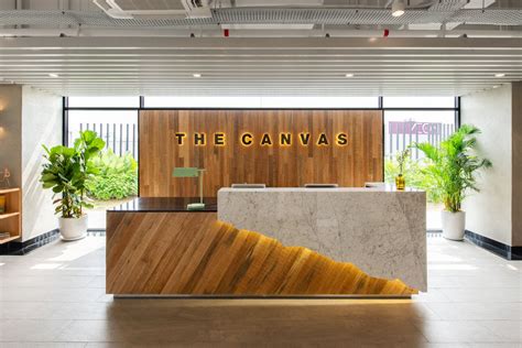 The Canvas Hotel Front Desk | Front desk design, Reception counter ...