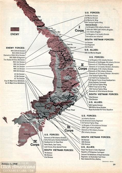 Vietnam War map: Corps to corps (1968) - Click Americana