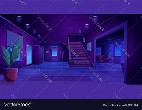 Dark house hallway wood interior cartoon Vector Image