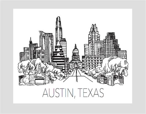 Austin Skyline Sketch at PaintingValley.com | Explore collection of ...