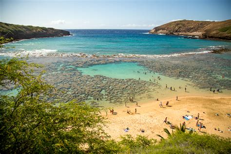 Photo of the Hanauma Bay with a coral reef in Oahu, Hawaii, USA ...