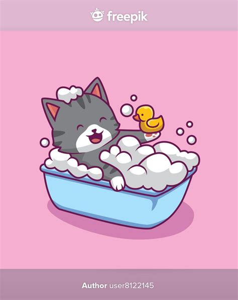 a cartoon cat taking a bath in a tub