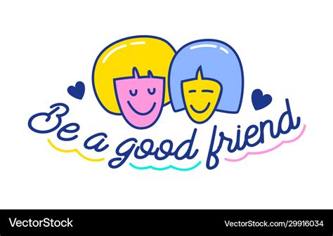 Be a good friend cartoon banner with doodle Vector Image