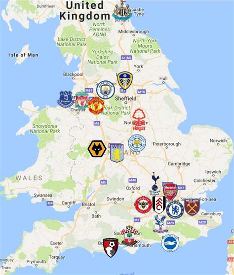 Premier League Map | Clubs | Logos - Sport League Maps