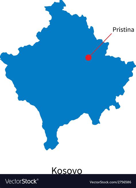 Detailed map of kosovo and capital city pristina Vector Image