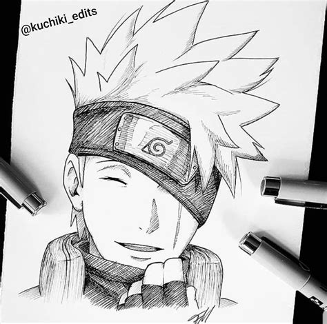 Finally finished up my Kakashi drawing! : r/Naruto