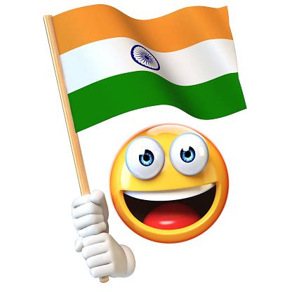 Emoji Holding Indian Flag Emoticon Waving National Flag Of India 3d ...