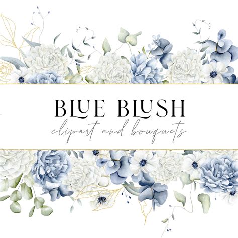 Dusty Blue Clipart Dusty Blue Watercolor Flower Bouquet Blue - Etsy