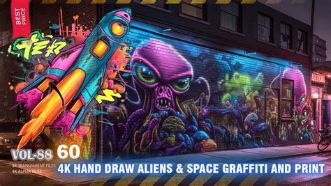 60 4K HAND DRAW FULL COLOR ALIENS & SPACE GRAFFITI