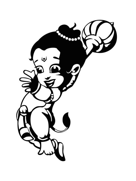 Download Baby Hanuman Black And White Wallpaper | Wallpapers.com