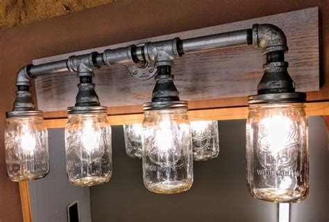 Industrial Vanity Lighting Rustic Bathroom Light Fixture Mason Jar ...