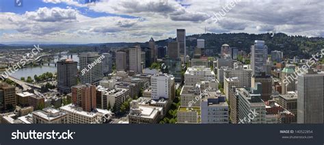 Portland Oregon Downtown Cityscape Aerial View Stock Photo 140522854 ...