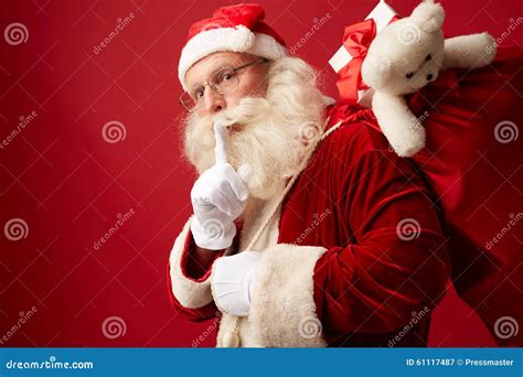 Santa with sack of gifts stock image. Image of bearded - 61117487