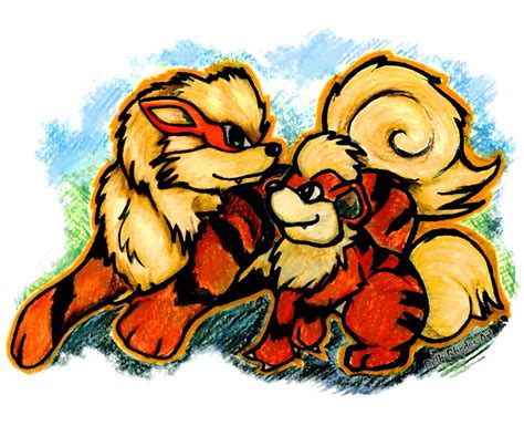 Arcanine and Growlithe by Tebyx on DeviantArt