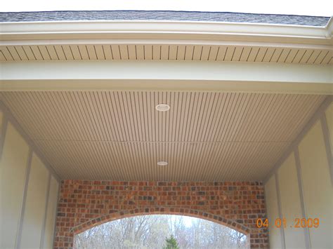 Close-up of the custom porch ceiling made out of vinyl soffit | Custom ...