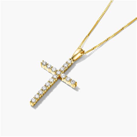 14K Yellow Gold Lab-Grown Diamond Cross Pendant-81643y14l