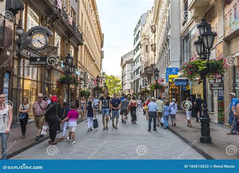 Vaci Street Vaci Utca, the Main Shopping Street in Budapest Editorial ...