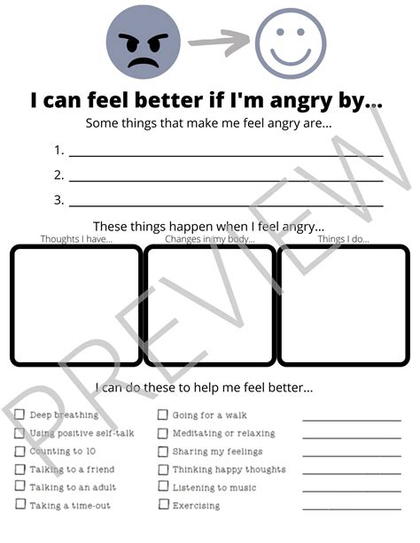 Anger Worksheet Play Therapy Kids Counseling Worksheets - Etsy Finland