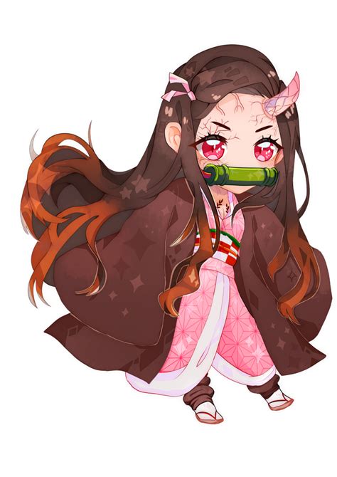 Nezuko demon chibi Kikitsune - Illustrations ART street