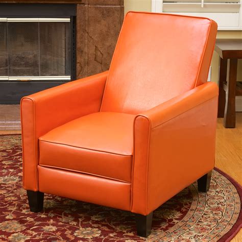 Stratton Orange Leather Recliner Club Chair - Walmart.com