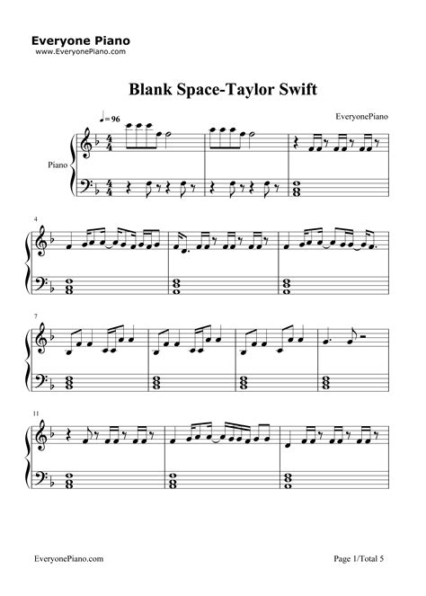 Blank Space-Taylor Swift Stave Preview