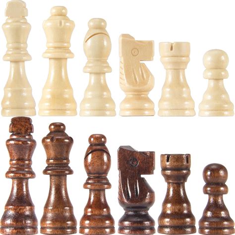 Buy AMEROUS Wooden Chess Pieces Only, 32 Pieses / 3.05" King/Storage ...