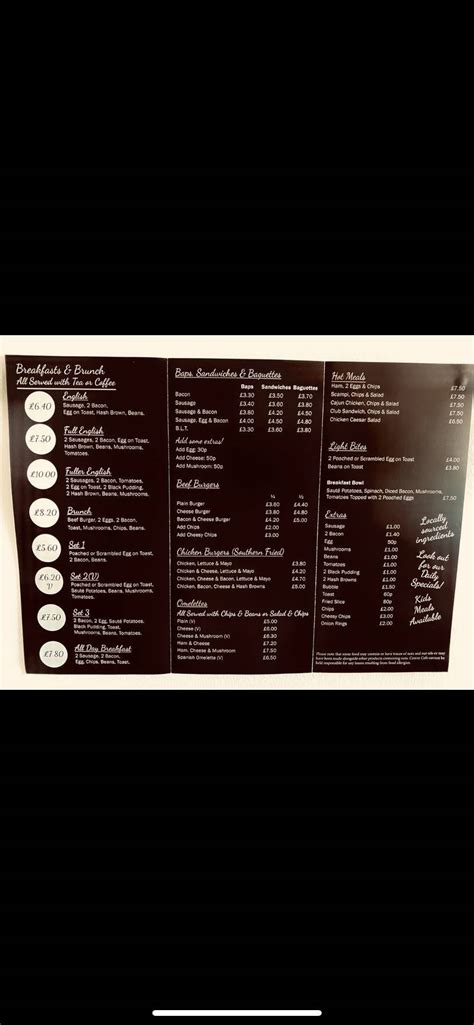 Menu at Centre Cafe, Crawley, Rowfant Business Centre