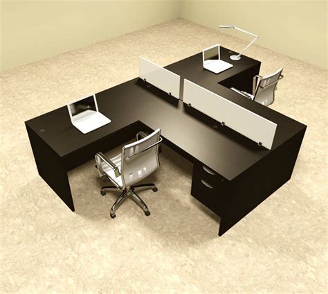 Two Person L Shaped Divider Office Workstation Desk Set, #OT-SUL-SP56 ...