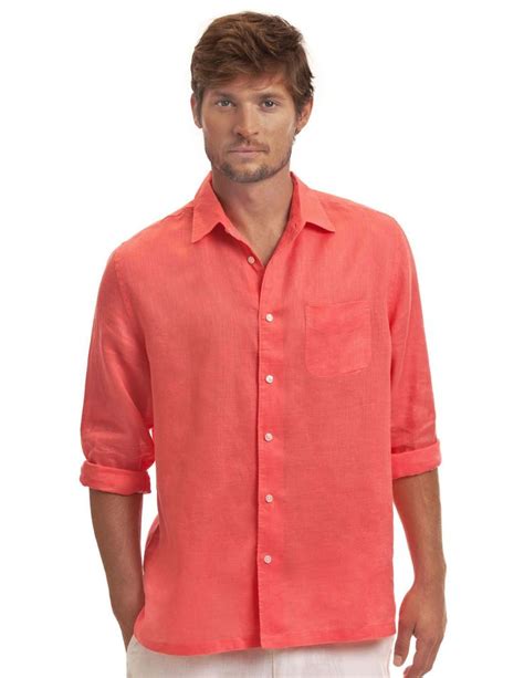 Coral Classic Linen Shirt - Men's Coral Linen Shirt | Island Company ...