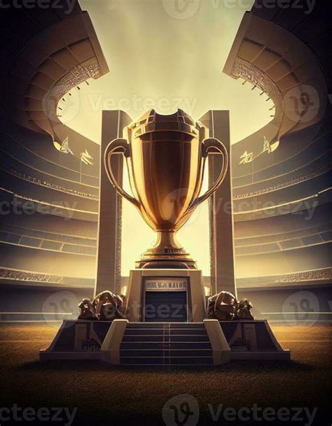 Big golden trophy on stadium, created with generative AI 23824824 Stock ...