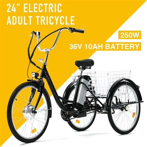 24" ADULT THREE-WHEELED ELECTRIC BICYCLE W/BASKET: find the best deals ...