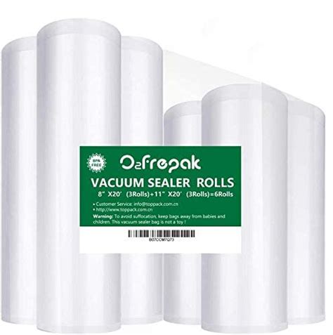 O2frepak Food Saver Vacuum Sealer Freezer Bags Rolls, 6-Pack