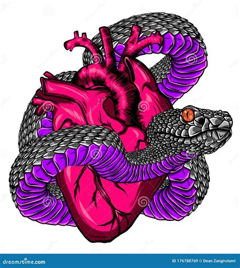 Snake and Heart Tattoo. Symbol of Love, Envy, Evil T-shirt Design ...