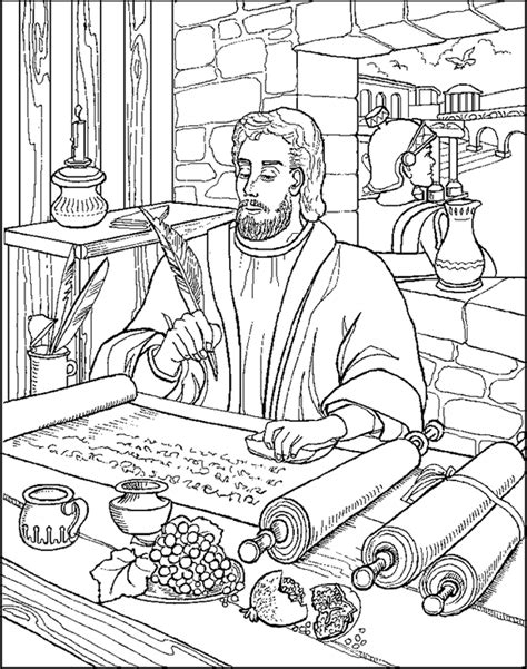 Paul Writing Letter Abda Coloring Page | Sermons4Kids